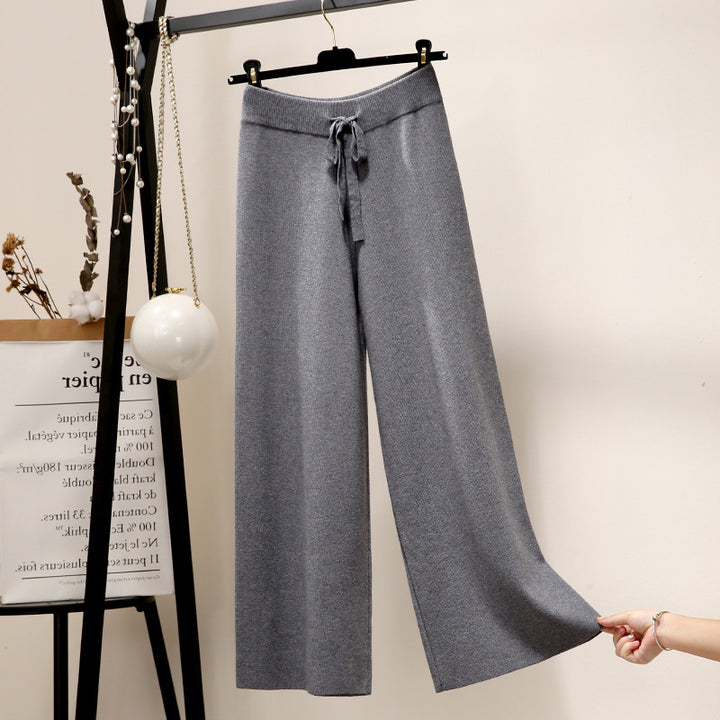 Ladies Wide Ribbed Knit Pants Mune Fashion