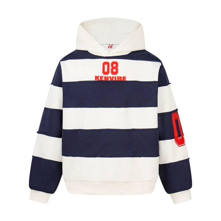 Women's Striped Oversized Hoodie in Sport Style with College Print Mune Fashion