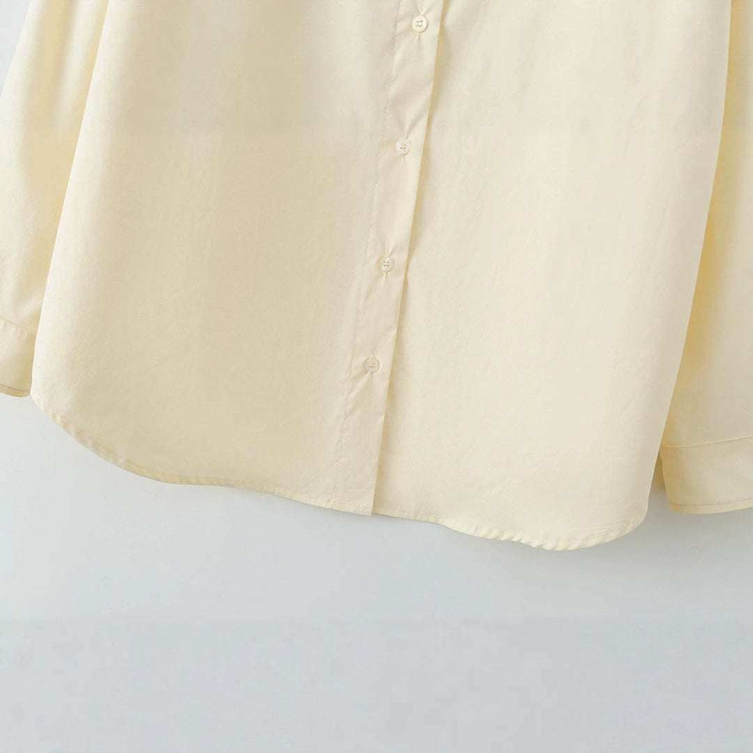 Women's Oversized Shirt Blouse with Kent Collar and Concealed Button Placket Mune Fashion