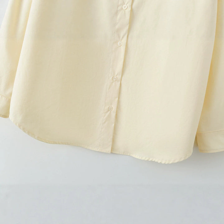 Women's Oversized Shirt Blouse with Kent Collar and Concealed Button Placket Mune Fashion