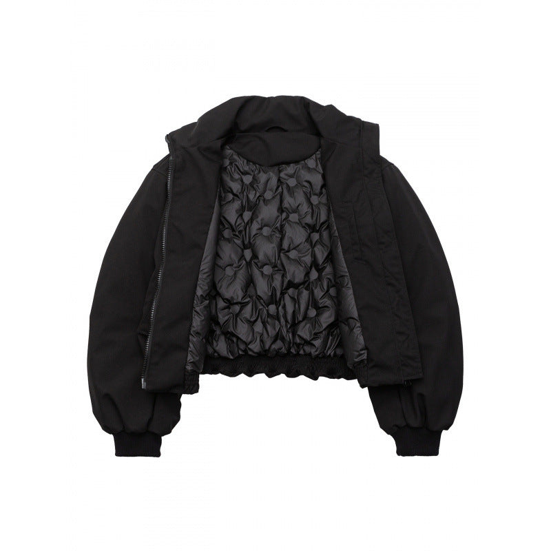 Unisex Boxy quilted bomber jacket with high stand-up collar and flap pockets Mune Fashion