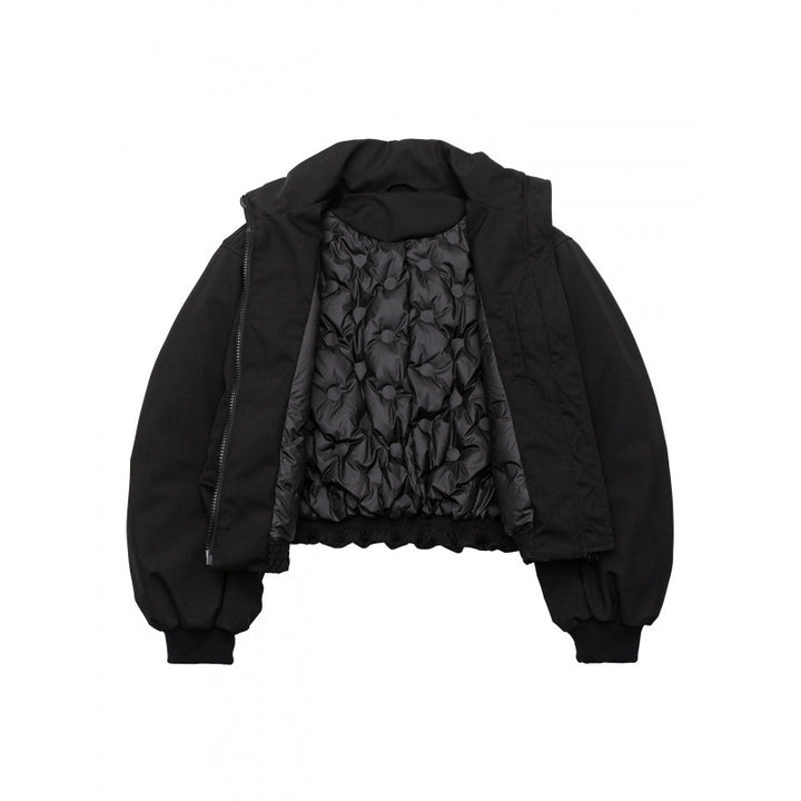 Unisex Boxy quilted bomber jacket with high stand-up collar and flap pockets Mune Fashion