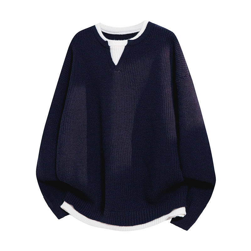 Women Elegant Casual Sweater with V-Neck and Loose Fit Mune Fashion