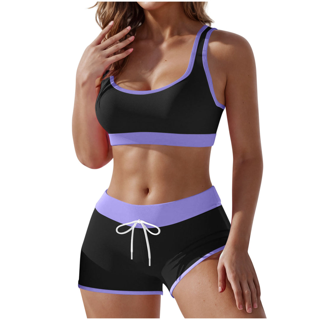 Women's supportive sports bra with wide underbust band and high-waisted training shorts Mune Fashion