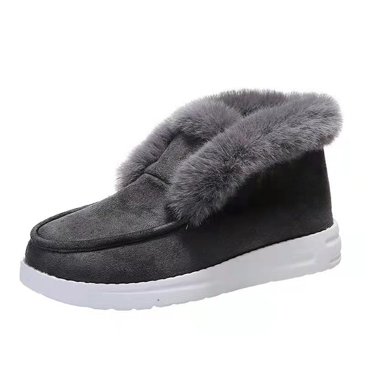 Women Padded Short Boot Slippers with Faux Fur Trim and Light Rubber Sole Mune Fashion