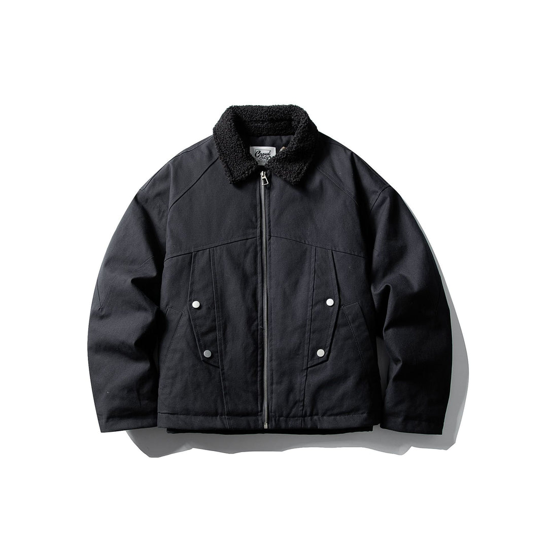 Unisex Short Canvas Field Blouson with Teddy Collar and Two-Way Zipper Mune Fashion
