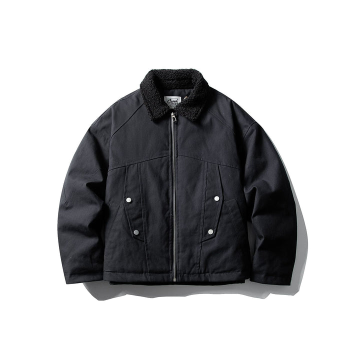 Unisex Short Canvas Field Blouson with Teddy Collar and Two-Way Zipper Mune Fashion