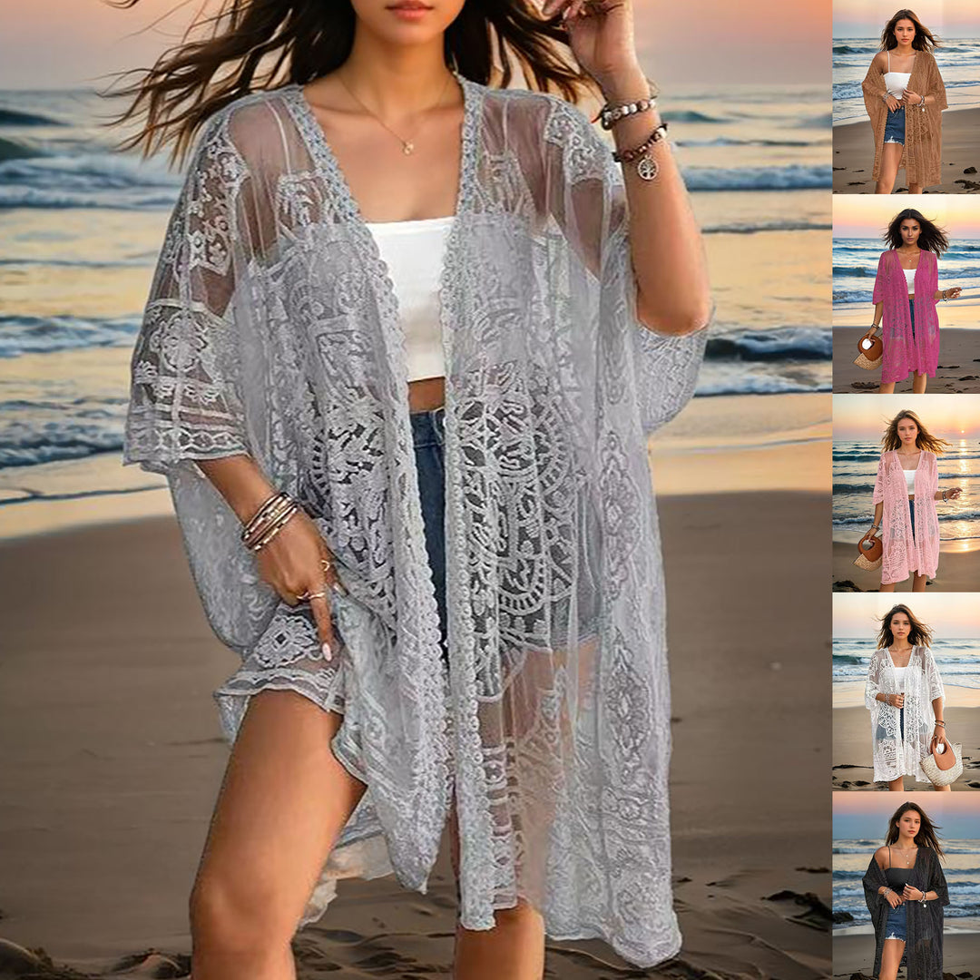 Women romantic crochet beach cover-up Mune Fashion