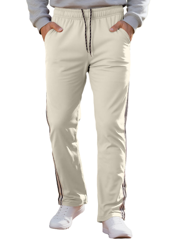 Men's Nan Retro Track Pants with Tapered Leg, Elastic Waistband, Drawstring, and Side Stripes Mune Fashion