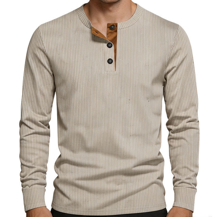 Men's Thermal Rib Long Sleeve Henley Shirt with Button Placket Mune Fashion