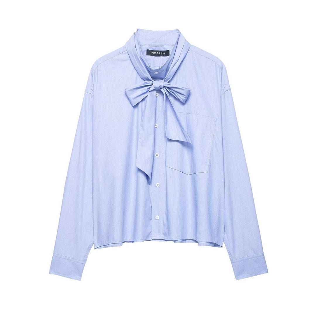 Ladies blouse with bow collar and oversized boxy cut Mune Fashion