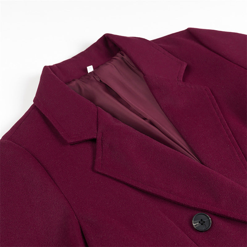 Women's Extra Long Wool Blend Coat with Double-Breasted Button Placket, Notched Lapel and Flap Pockets Mune Fashion
