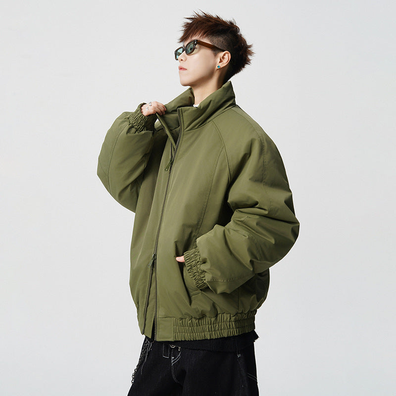 Men's Oversized Windbreaker with Stand Collar and Elastic Cuffs Mune Fashion