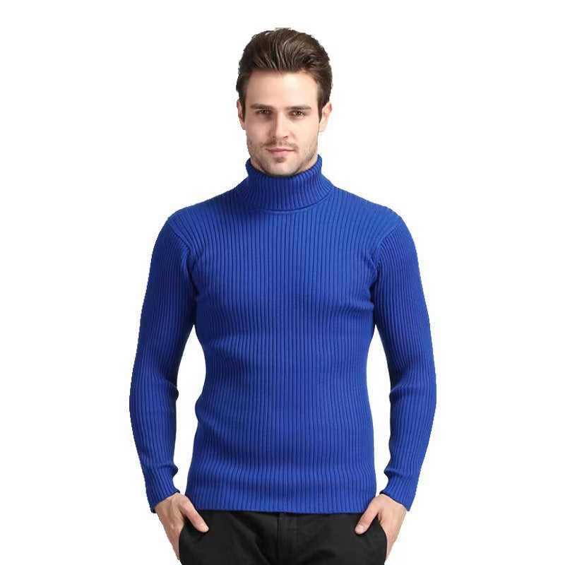 Men's ribbed turtleneck sweater fitted elastic fine knit Mune Fashion