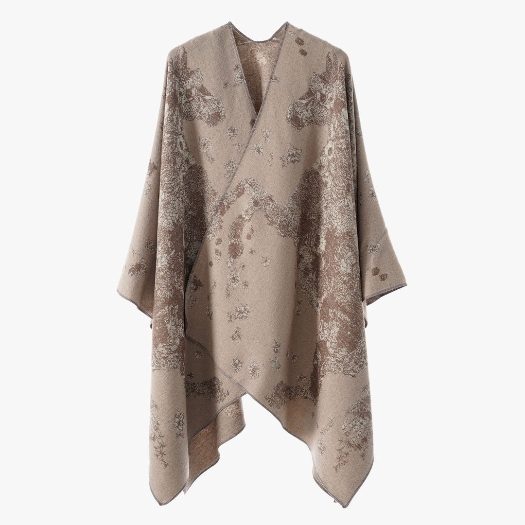 Women's oversized wrap poncho in kimono style with fine jacquard fabric Mune Fashion