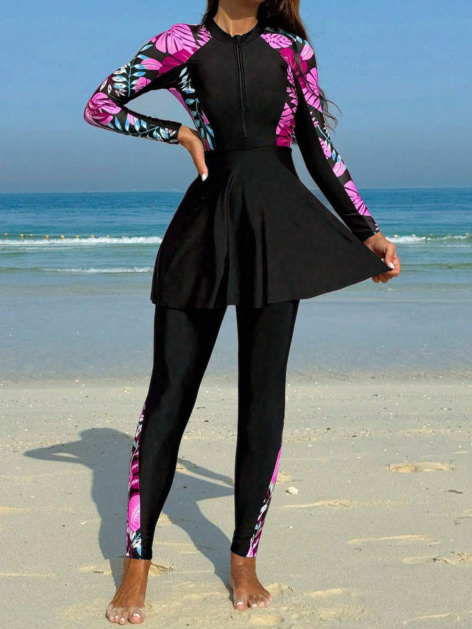 Ladies' Surf Suit with Skirt and Long Sleeve Design Mune Fashion