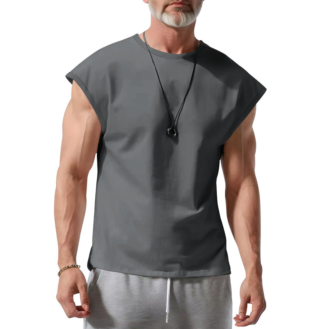 Men's cropped athletic tank top with wide arm openings and round neckline Mune Fashion