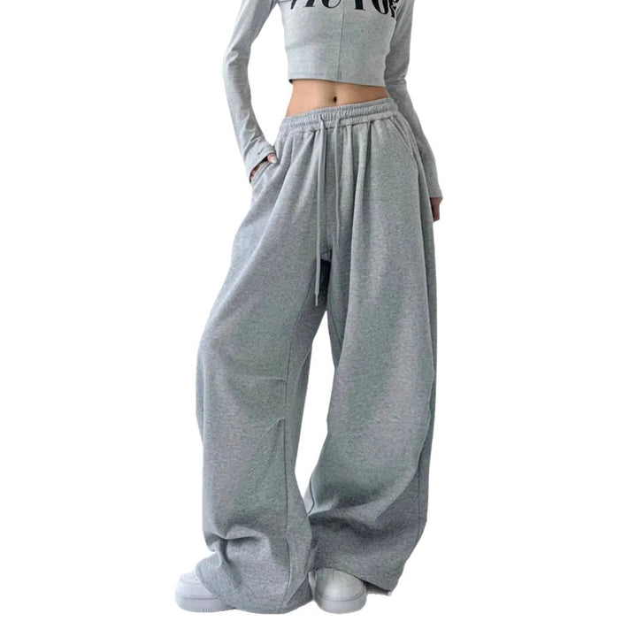 Women's extra-wide high-waist lounge pants with elastic drawstring waistband, drawstring and practical side pockets Mune Fashion