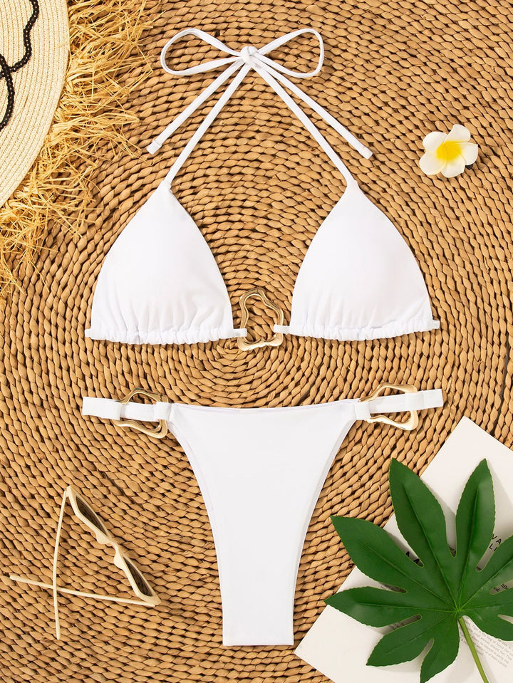 Women's triangle bikini with adjustable halter and elegant buckle detail Mune Fashion