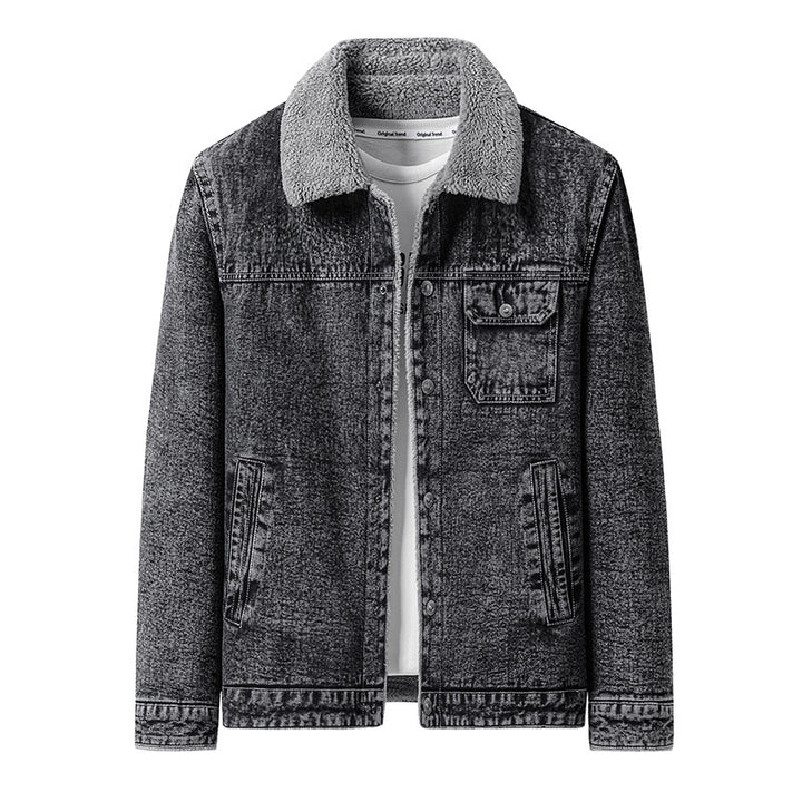 Men's Overshirt Jacket made of Denim with Teddy lining and Sherpa collar Mune Fashion
