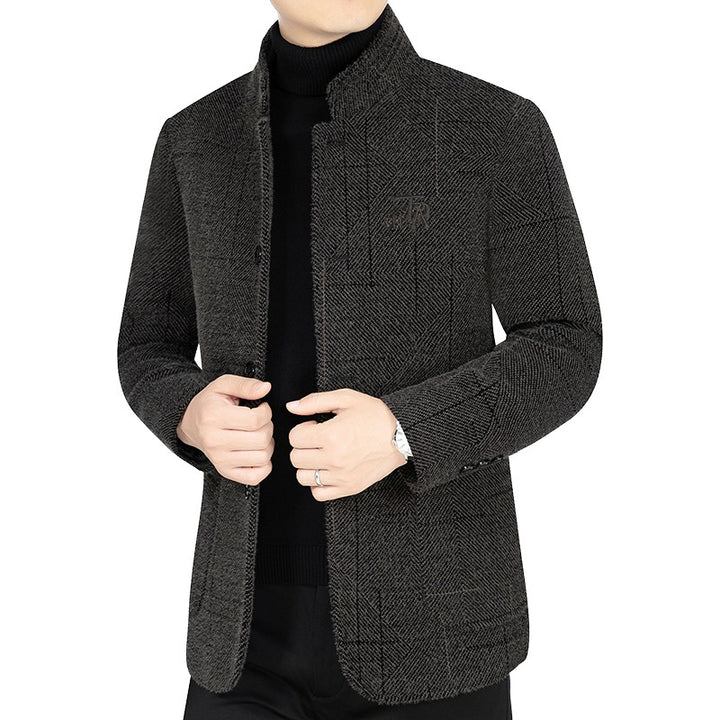 Men's blazer jacket in blazer look with stand-up collar and herringbone structure Mune Fashion