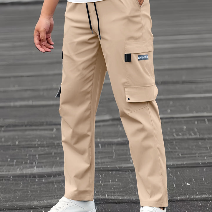Men's Casual Technical Cargo Pants with Multi-Pockets, Drawstring Waist and Straight Leg Mune Fashion