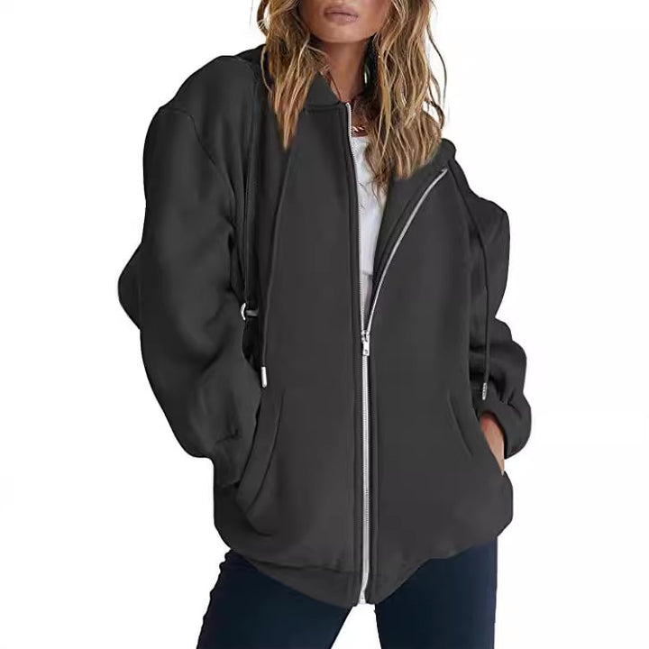 Women's oversized zip hoodie with extended back hem, concealed zipper and kangaroo pockets Mune Fashion
