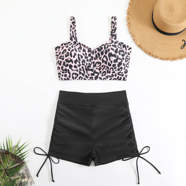 Women's bikini set with asymmetrical top and sporty shorts Mune Fashion