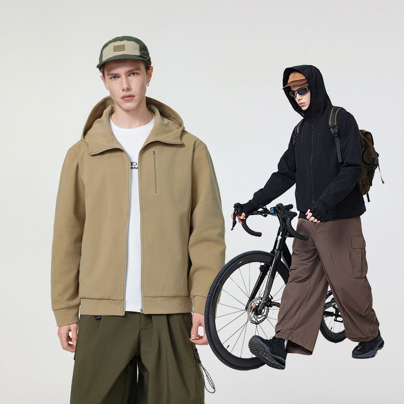 Herren Kapuzen-Softshelljacke mit Reißverschluss‑Brusttasche, geripptem Saum und Relaxed‑Fit Mune Fashion