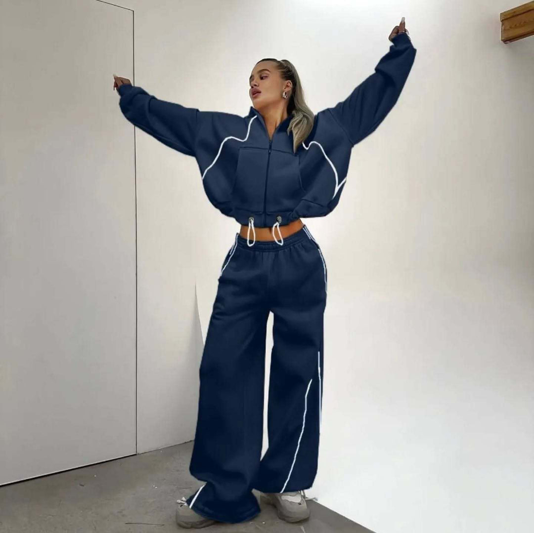 Ladies nan wide oversized tracksuit with zip hooded jacket and extra wide lounge pants Mune Fashion