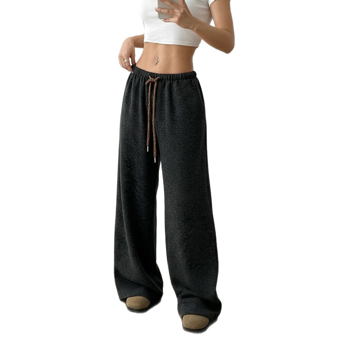 Ladies wide high-waist lounge pants with drawstring and flowing palazzo cut Mune Fashion