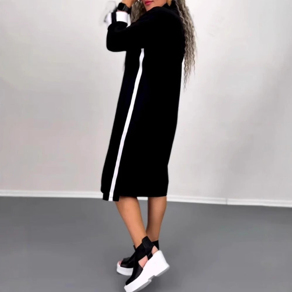 Women’s Nano Hoodie Midi Dress with Hood, Drawstring and Roll-up Cuffs Mune Fashion