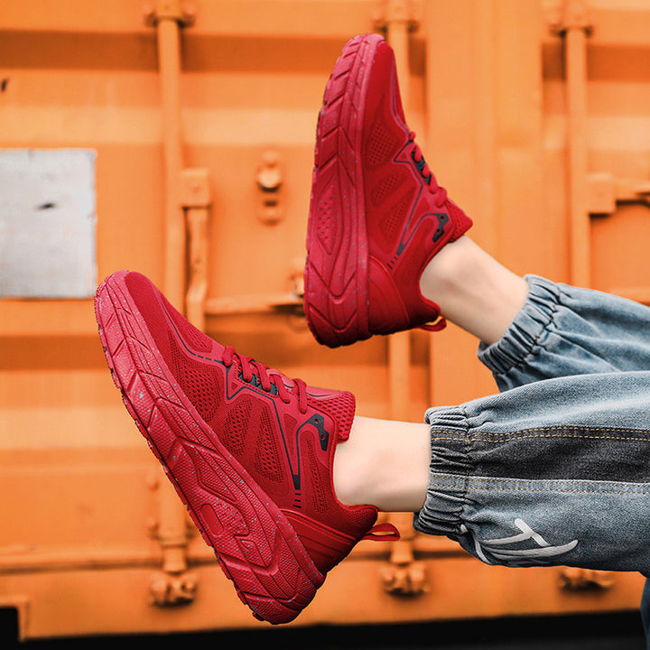 Unisex cushioned platform sneaker with breathable knit upper and padded hollow chamber sole Mune Fashion
