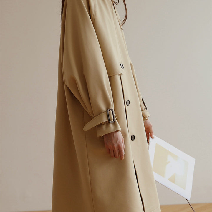 Women Fashionable Trench Coat with Wide Collar Mune Fashion
