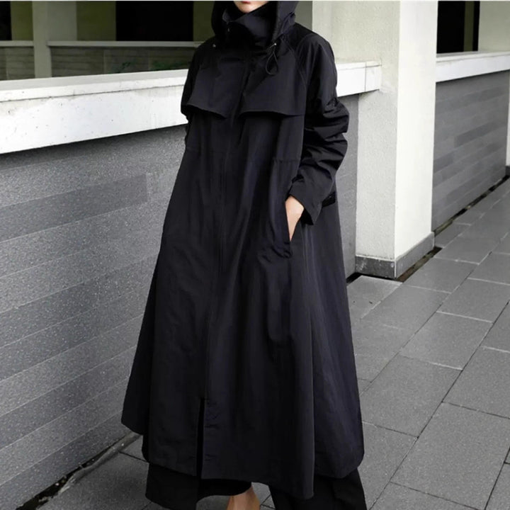 Women's Oversized Coat in Maxi Look with Hood and Cape Sleeve Mune Fashion