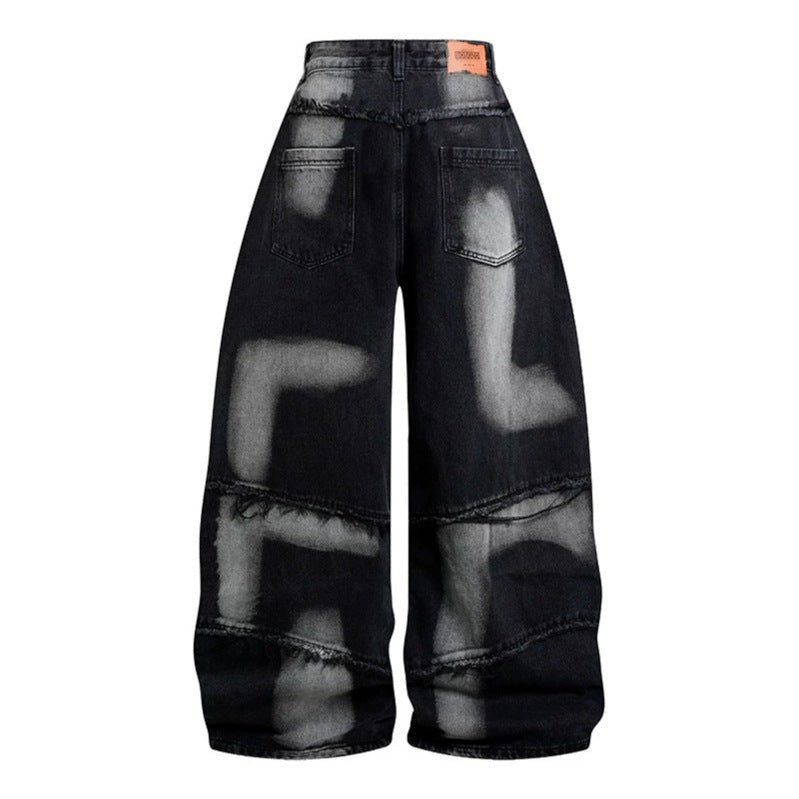 Women's High-Waisted Wide-Cut Destroy Jeans with Fringe Seam Details Mune Fashion