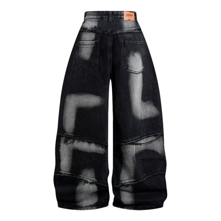 Women's High-Waisted Wide-Cut Destroy Jeans with Fringe Seam Details Mune Fashion