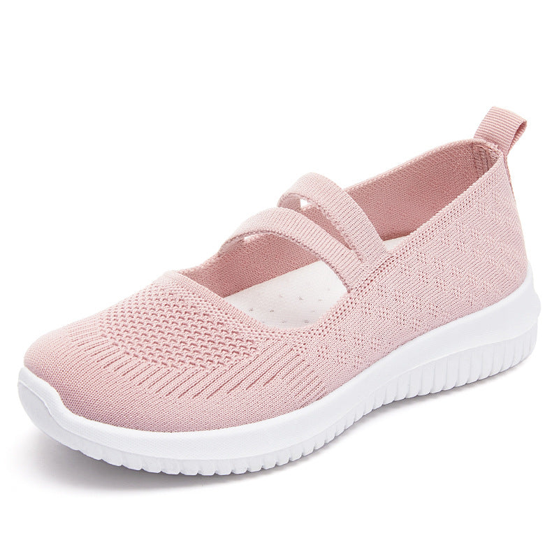 Women's knitted slip-on Mary Jane sneakers with elastic straps, padded comfort insole, and flexible EVA outsole Mune Fashion