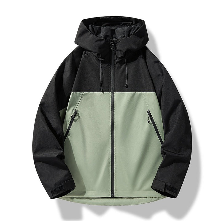 Men's Lightweight Two-Tone Softshell Hoodie Jacket with Hood, Zipper Pockets and Elastic Hem Mune Fashion