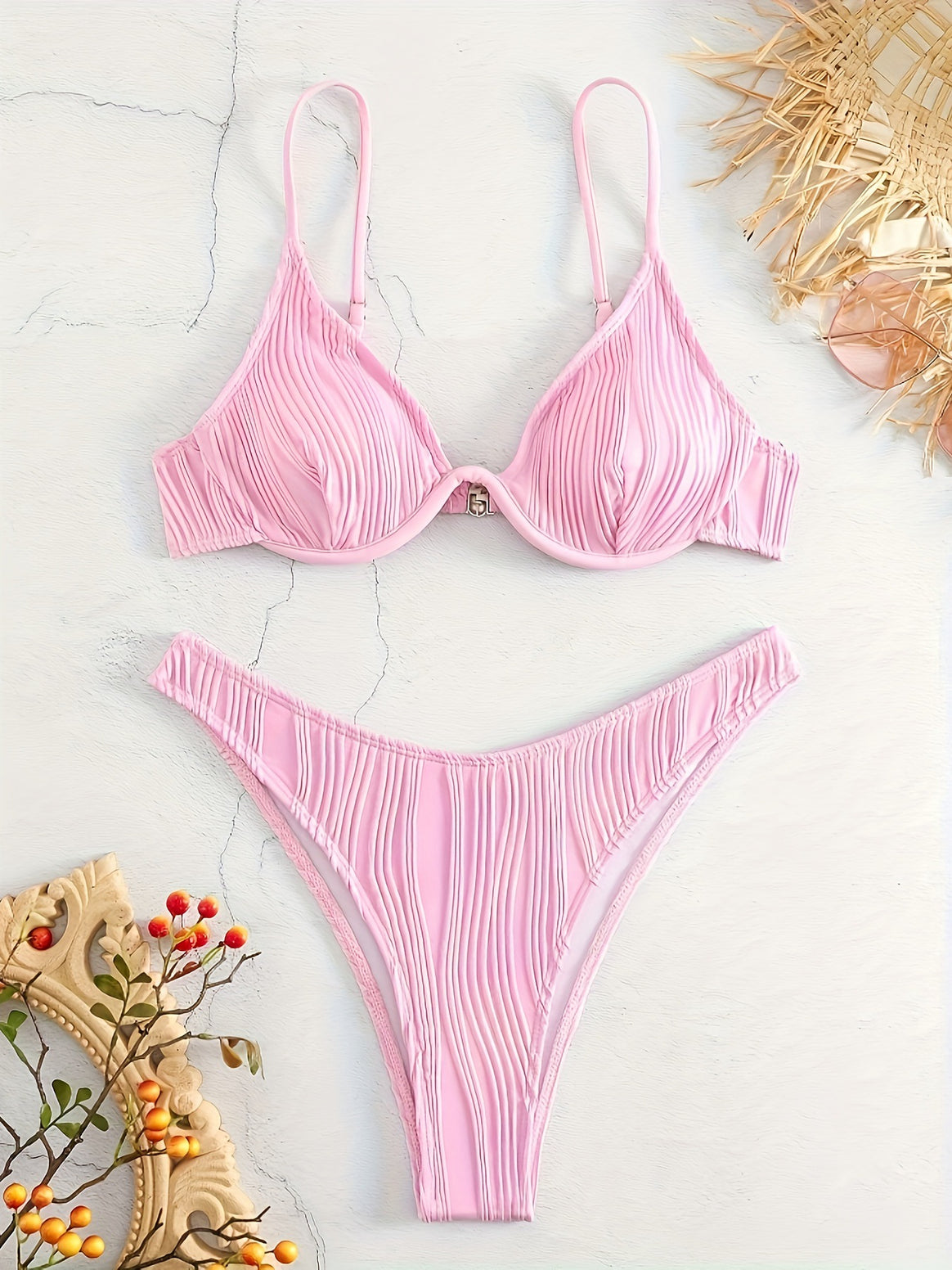 Women's bikini set with elegant pleated pattern Mune Fashion