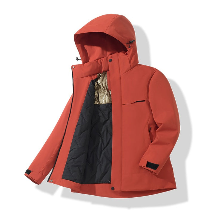 Men Water-repellent Thermal Parka with Hood, Quilted Interior & Hidden Zipper Mune Fashion