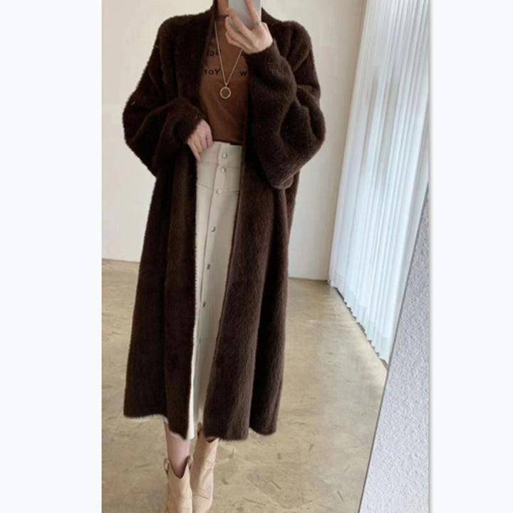 Women's Long Oversized Maxi Knit Cardigan with Open Front Mune Fashion