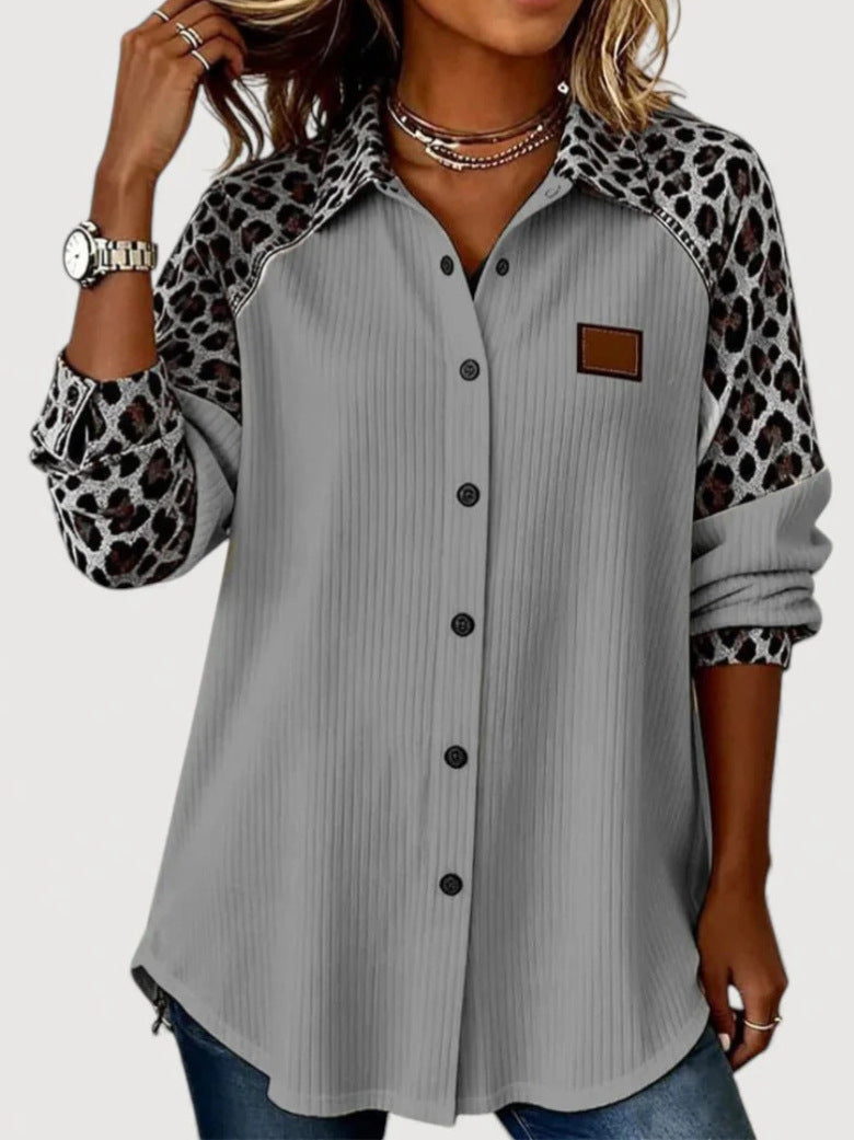 Women’s Fashion Long Sleeve Shirt with Animal Print