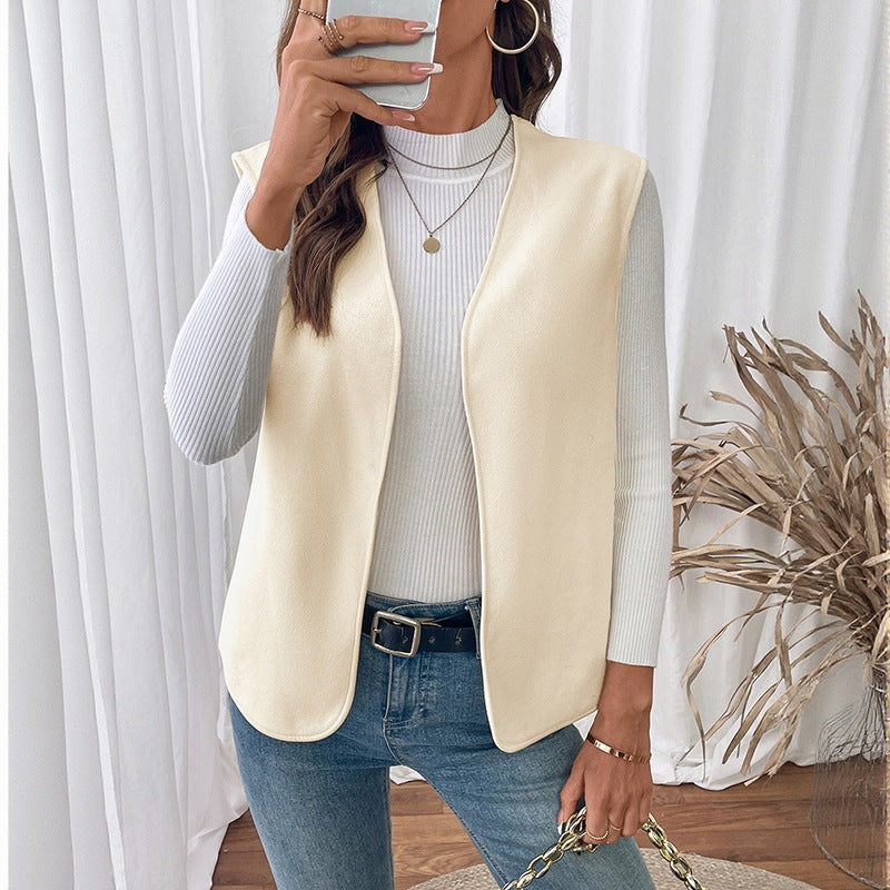 Ladies Elegant Sleeveless Blazer Top Mune Fashion