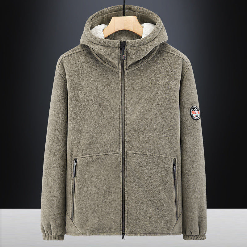 Men's Insulated Fleece Hoodie Jacket with Sherpa Lining and Two-Way Zipper Mune Fashion