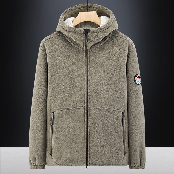 Men's Insulated Fleece Hoodie Jacket with Sherpa Lining and Two-Way Zipper Mune Fashion