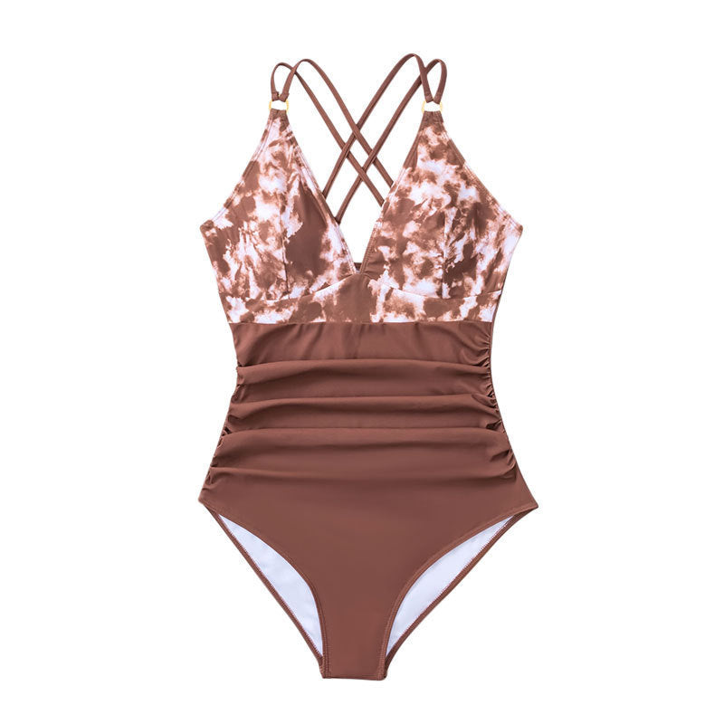Women's one-piece swimsuit with fashionable wrap design and waist detailing Mune Fashion