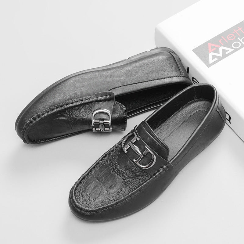 Men's Elegant Moccasins with Metal Accent Mune Fashion