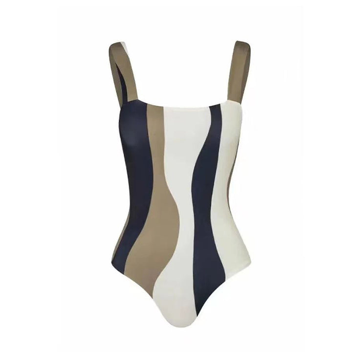 Women's One-Piece Swimsuit with Modern Wave Pattern Mune Fashion