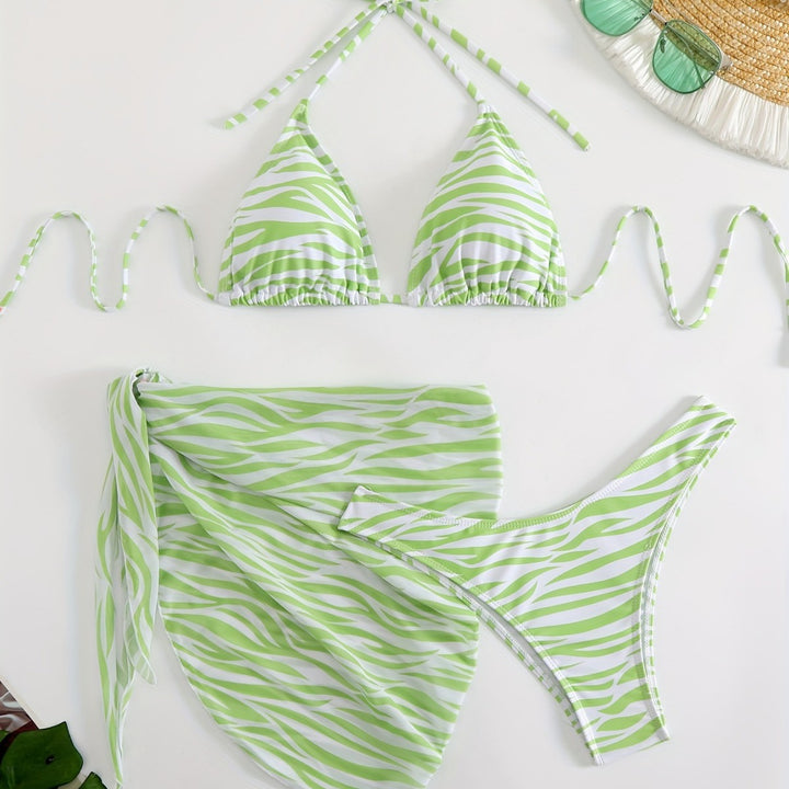 Women's Triangle Bikini Set with fashionable wrap tunic Mune Fashion